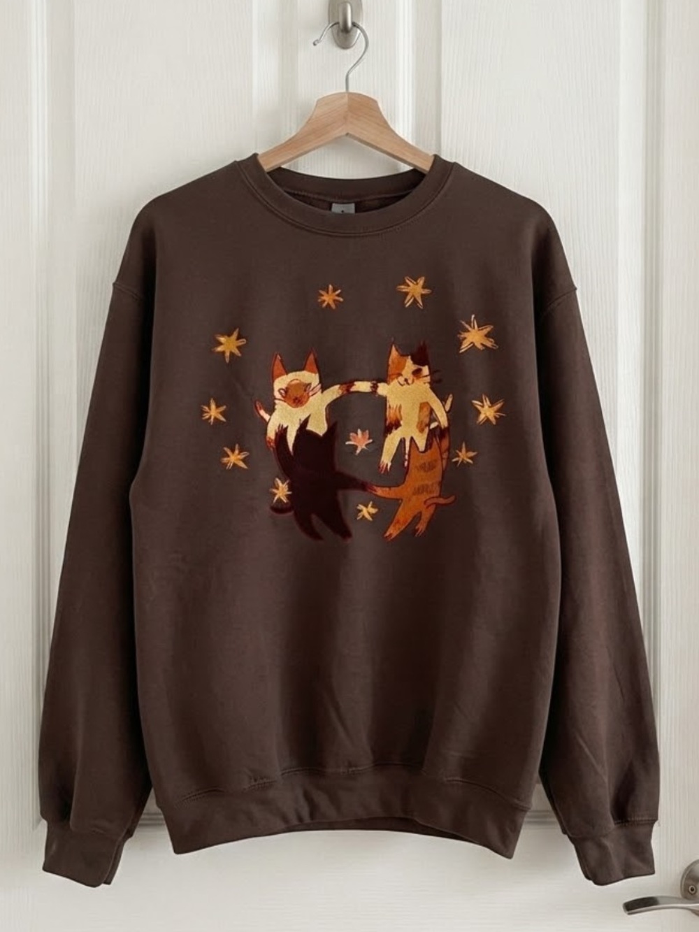 Gildan Dark Chocolate Cat Graphic Crewneck Sweatshirt